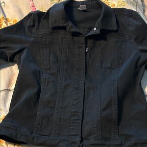Chico's Midnight Black Jean Jacket size 10-12
